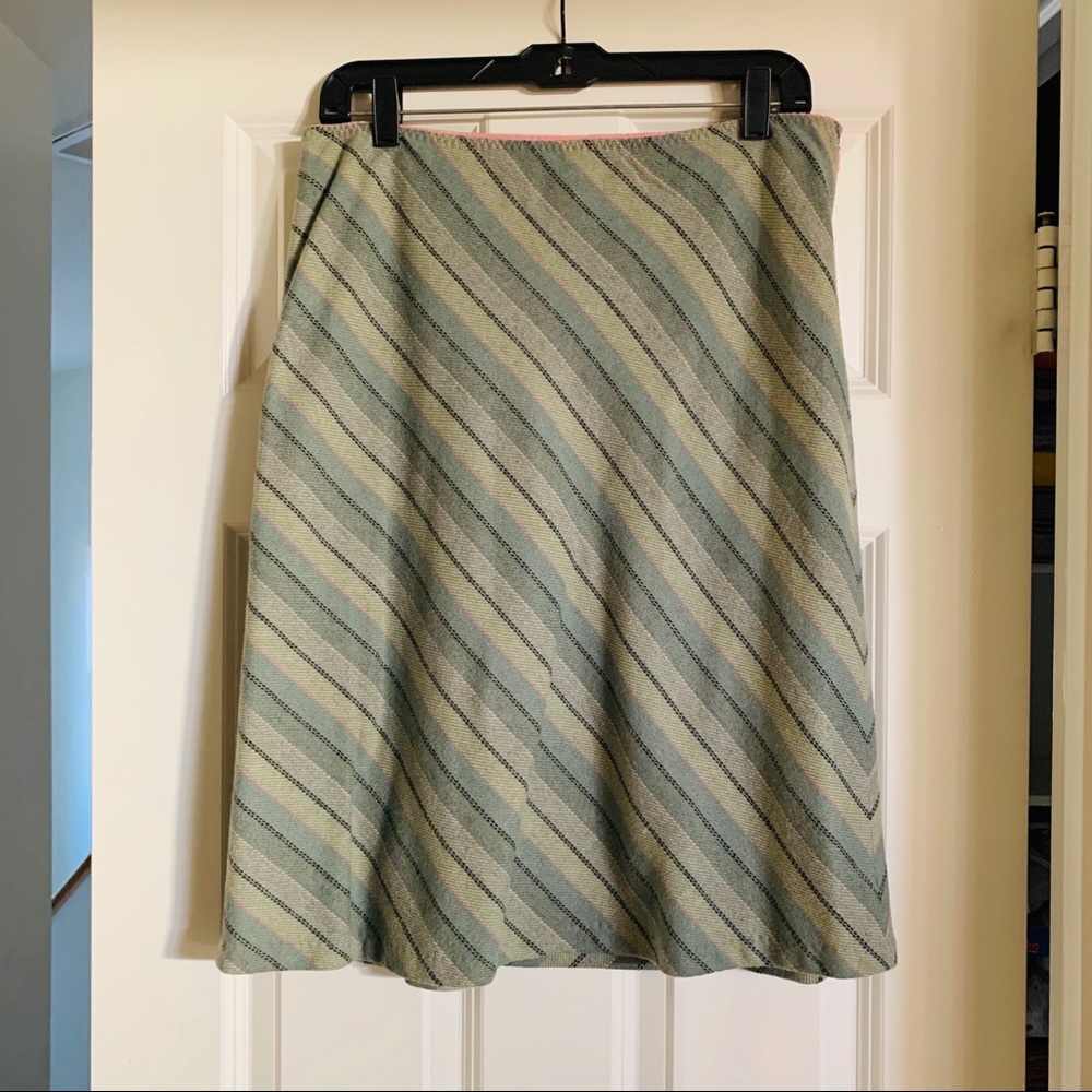 Gap Striped Sage and Pink Wool Skirt